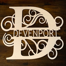 Load image into Gallery viewer, Family Initial and Name Wood Sign