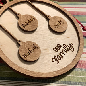 Wooden Our Family Christmas Ornament