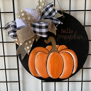 Hello Pumpkin Fall door hanger
