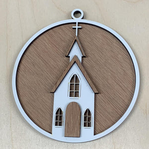 Wholesale Shiplap Church Ornament