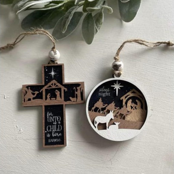 Wholesale Wood and Acrylic Cross Ornament