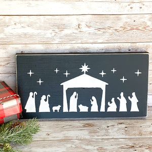 Distressed Nativity Shelf sitter