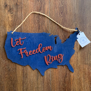Let Freedom Ring USA Map door hanger