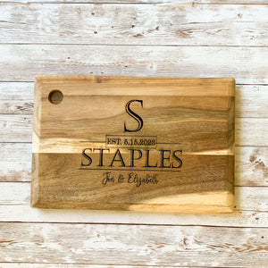 Monogram Last name cutting board