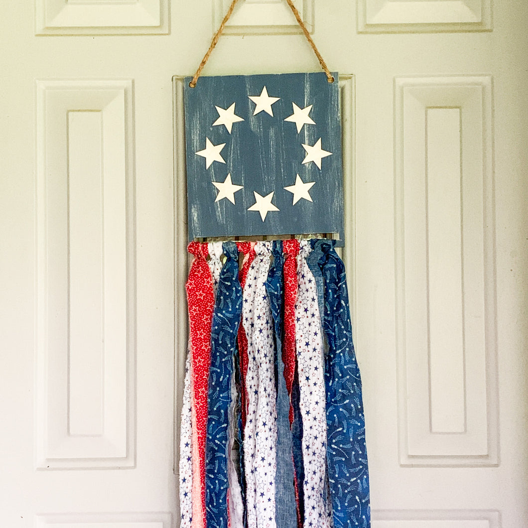 Blue Door Tag with Fabric