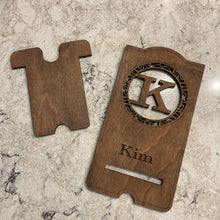 Load image into Gallery viewer, Wood Cell Phone Stands With Monogram
