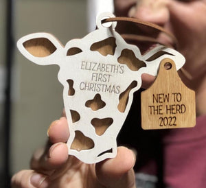 New to the Herd Cow and Tag Ornament