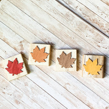 Load image into Gallery viewer, Set of 4 Leaf blocks
