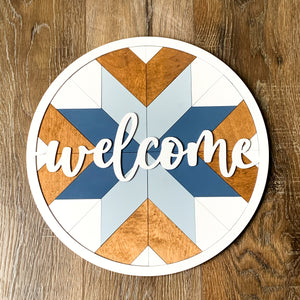 Barn Quilt Welcome Door hanger Sign