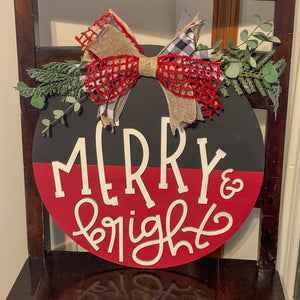 Merry & Bright door sign