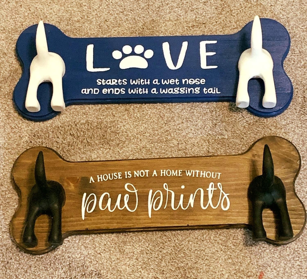 Dog Bone wooden leash sign