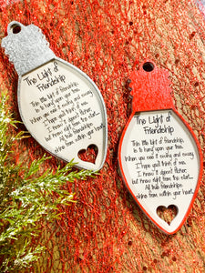 Light of Friendship framed bulb ornament