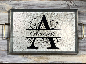 Galvanized Monogram Tray