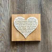 Load image into Gallery viewer, 1 Corinthians 13 Love is Heart Shelf sitter
