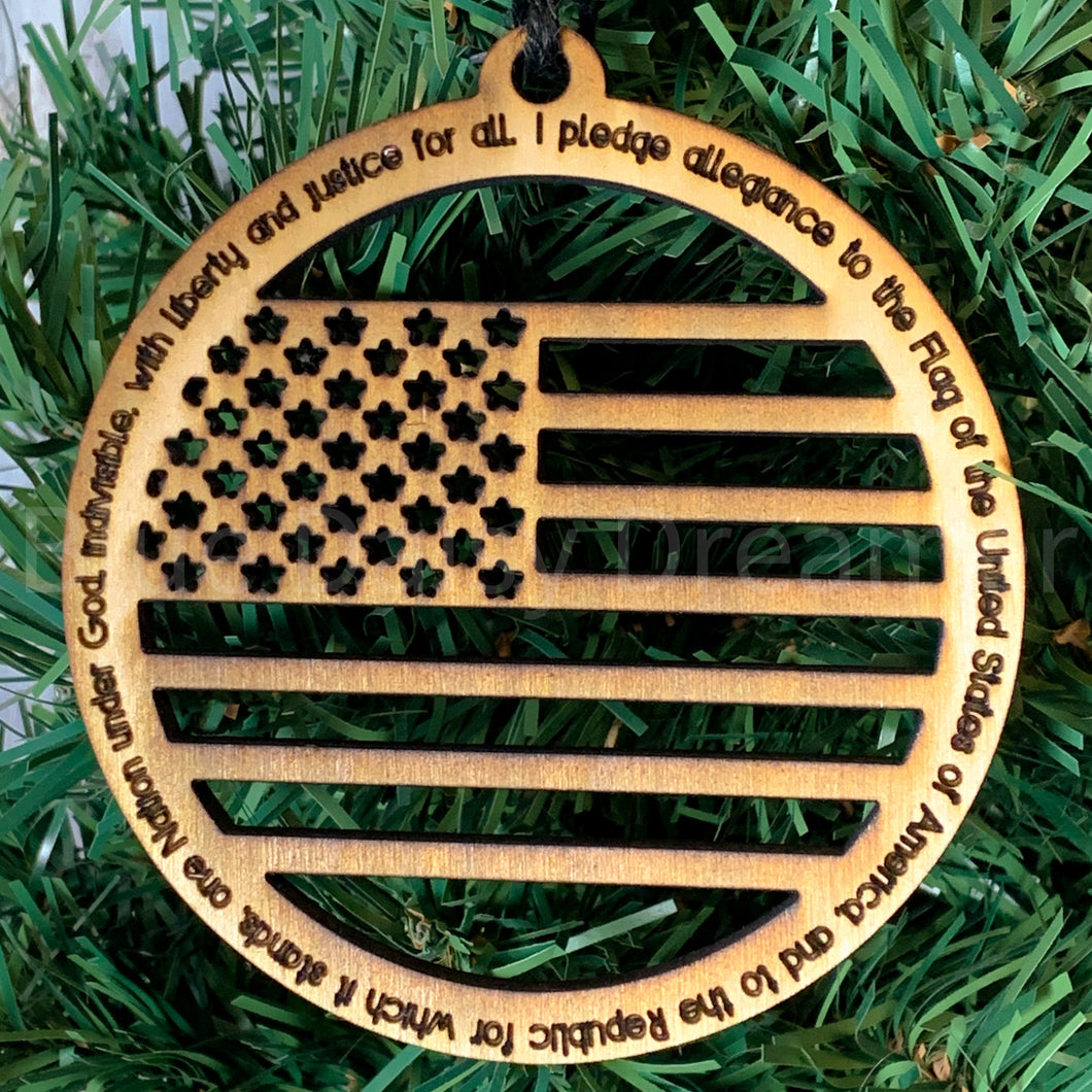 I Pledge Allegiance to the Flag Wooden Ornament