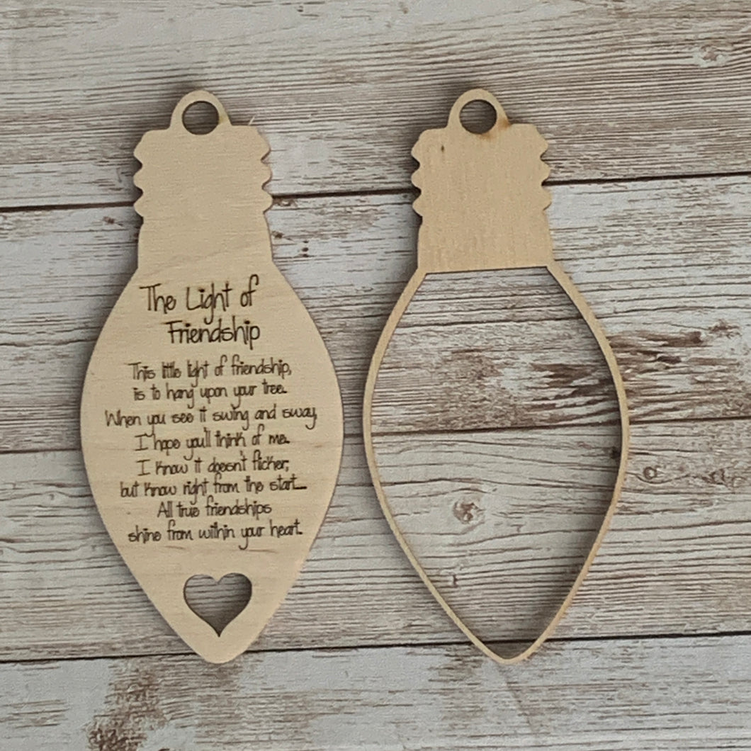 Wholesale Light of Friendship framed bulb ornament
