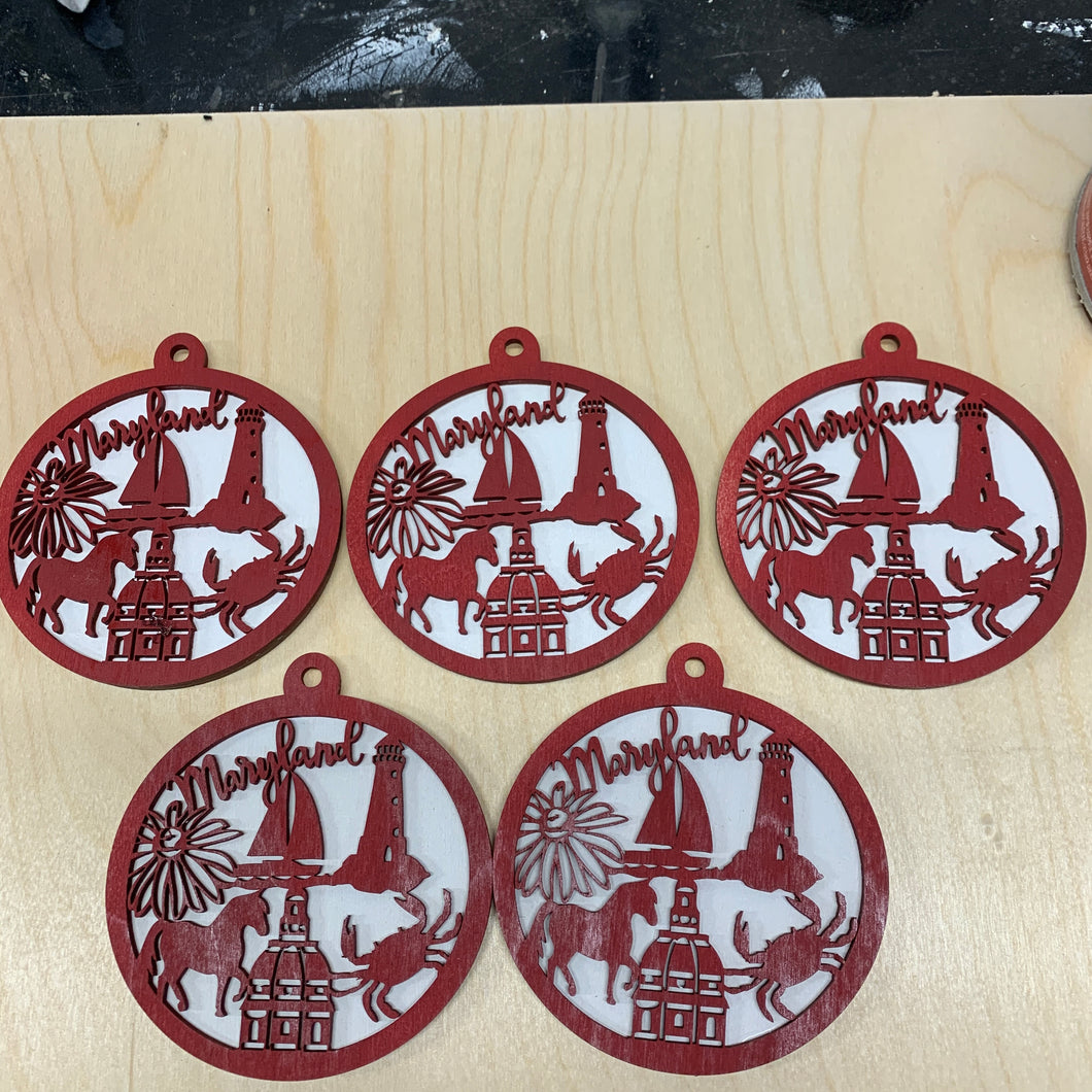 Maryland state images ornament - round
