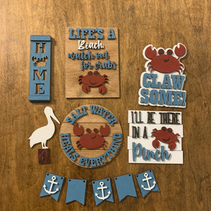 Summer beach crab tier tray set