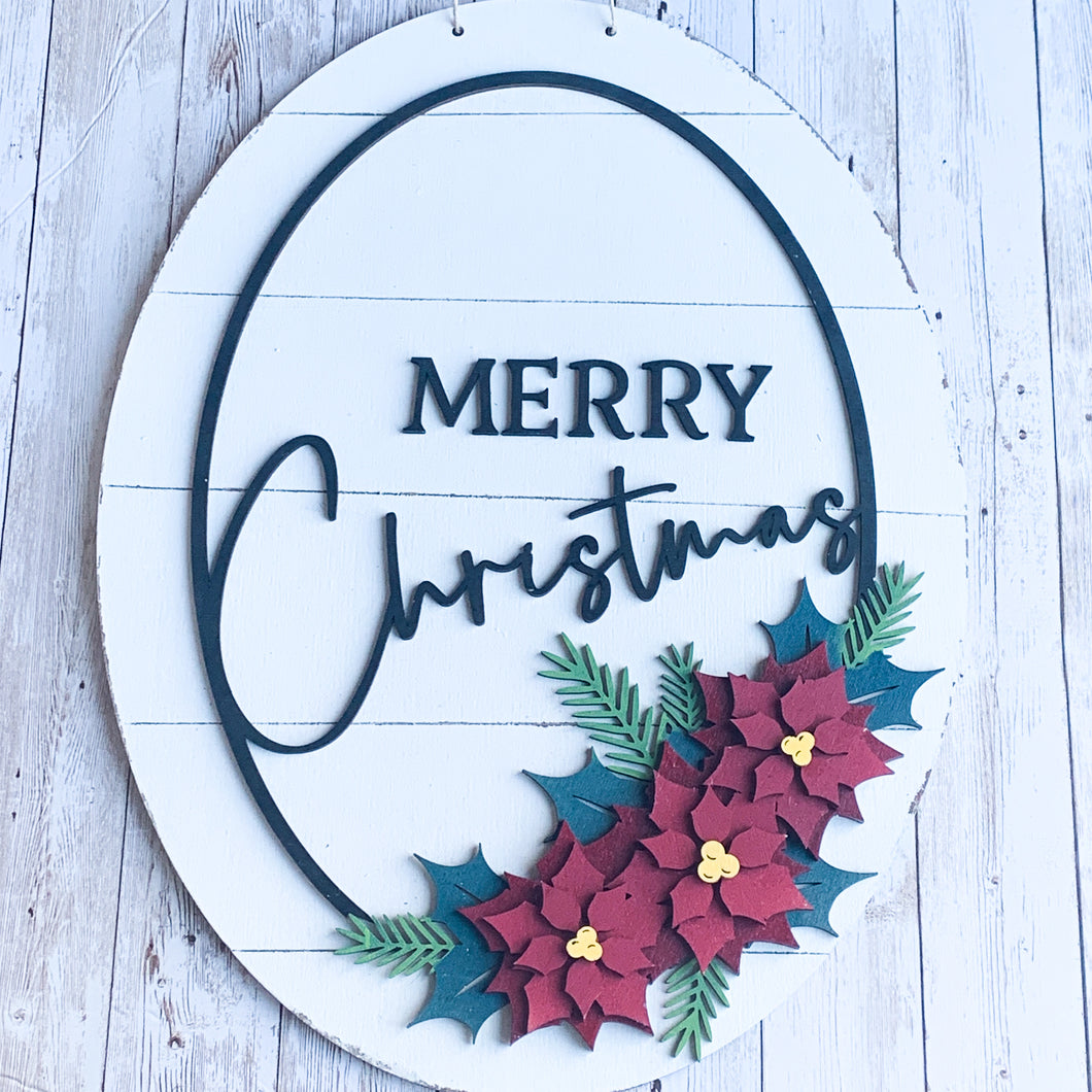 Merry Christmas oval door hanger