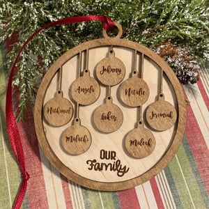 Wooden Our Family Christmas Ornament